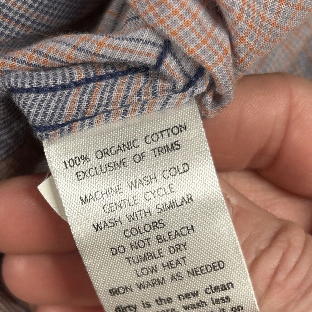 Toad & Co Shirt Womens Large Airbrush Deco Button Blue Pink Plaid Organic Cotton - Picture 5 of 9